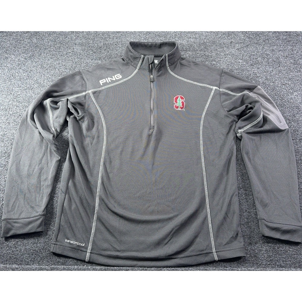 Ping Stanford Cardinal 1/4 Zip Golf Pullover Jacket - Gray Small